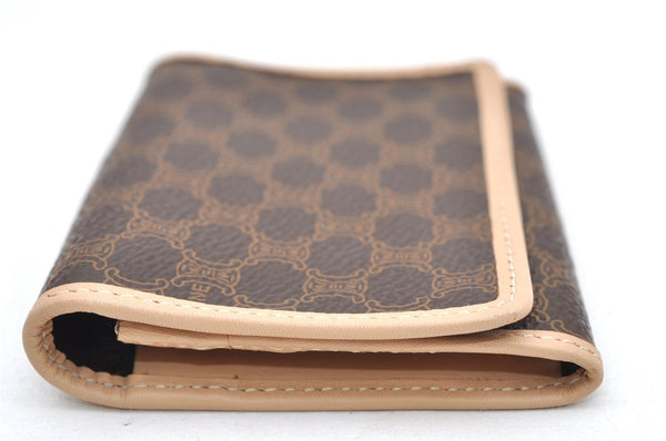 Authentic CELINE Macadam Blason Pattern Card Case PVC Leather Brown 3762K