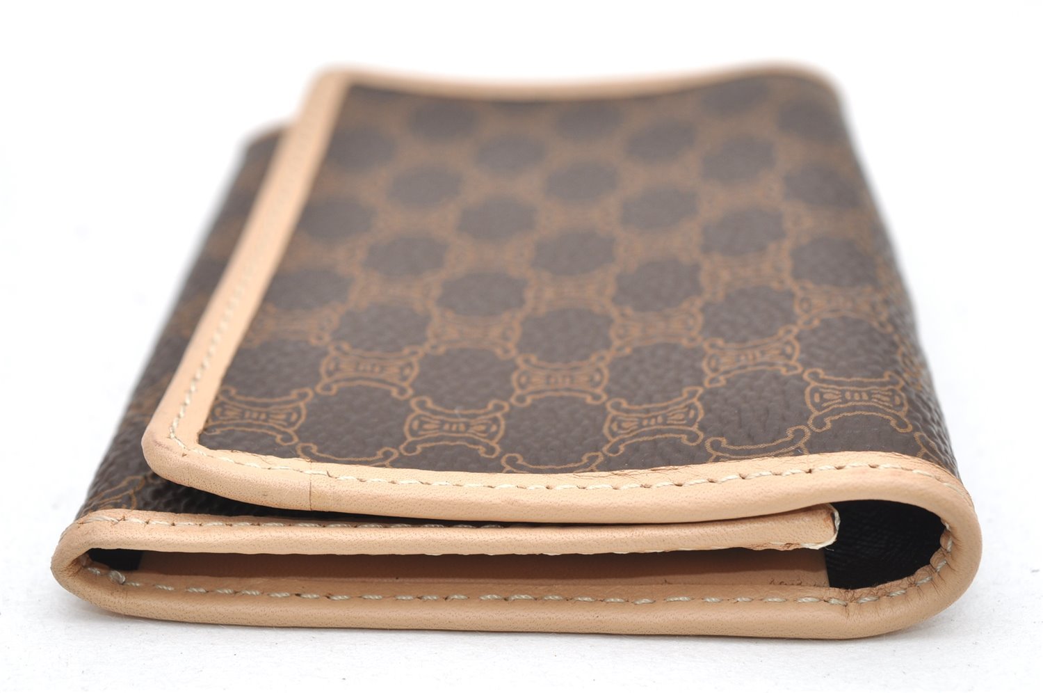 Authentic CELINE Macadam Blason Pattern Card Case PVC Leather Brown 3762K