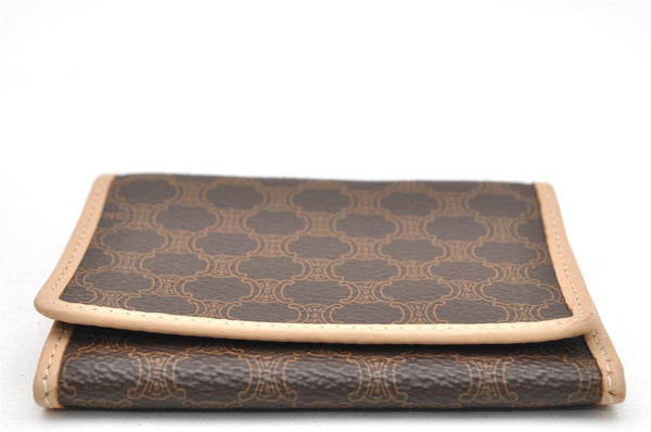 Authentic CELINE Macadam Blason Pattern Card Case PVC Leather Brown 3762K