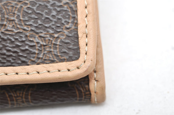 Authentic CELINE Macadam Blason Pattern Card Case PVC Leather Brown 3762K
