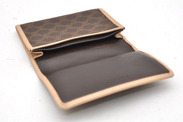 Authentic CELINE Macadam Blason Pattern Card Case PVC Leather Brown 3762K