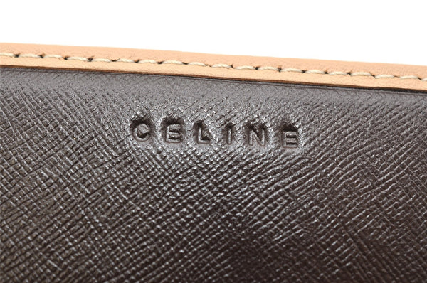 Authentic CELINE Macadam Blason Pattern Card Case PVC Leather Brown 3762K