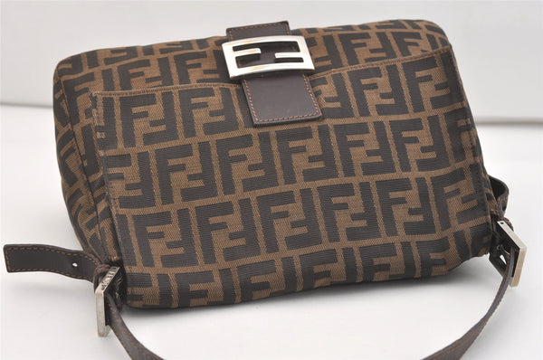 Authentic FENDI Zucca Mamma Baguette Shoulder Bag Canvas Leather Brown 3764J