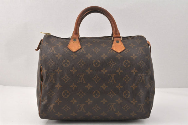 Authentic Louis Vuitton Monogram Speedy 30 Hand Boston Bag M41526 LV 3764K