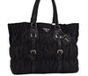 Authentic PRADA Tessuto Gaufre Nylon Leather Shoulder Hand Tote Bag Black 3768J
