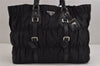Authentic PRADA Tessuto Gaufre Nylon Leather Shoulder Hand Tote Bag Black 3768J