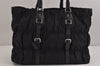 Authentic PRADA Tessuto Gaufre Nylon Leather Shoulder Hand Tote Bag Black 3768J