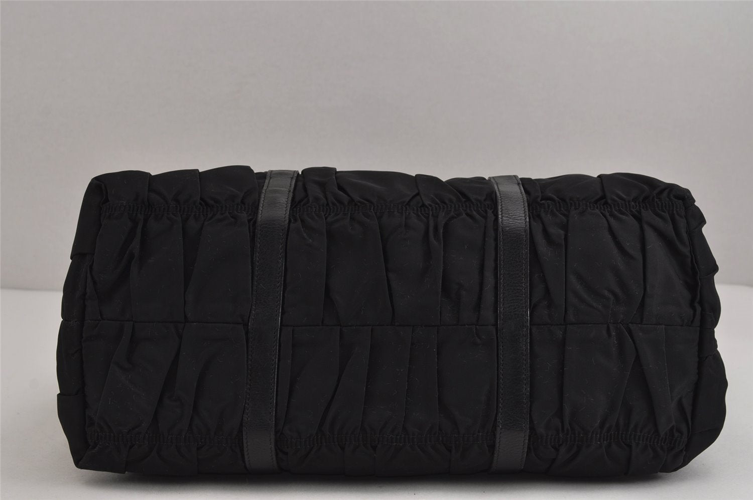 Authentic PRADA Tessuto Gaufre Nylon Leather Shoulder Hand Tote Bag Black 3768J