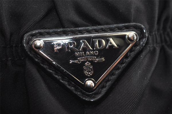 Authentic PRADA Tessuto Gaufre Nylon Leather Shoulder Hand Tote Bag Black 3768J