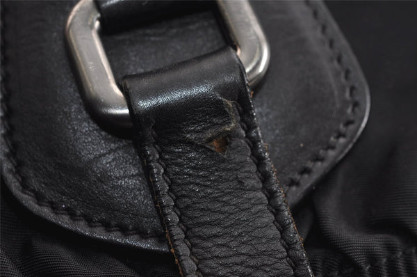 Authentic PRADA Tessuto Gaufre Nylon Leather Shoulder Hand Tote Bag Black 3768J