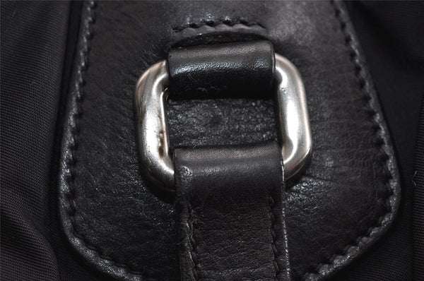 Authentic PRADA Tessuto Gaufre Nylon Leather Shoulder Hand Tote Bag Black 3768J