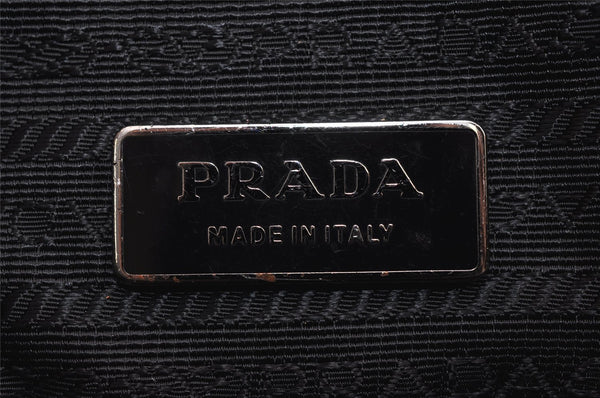Authentic PRADA Tessuto Gaufre Nylon Leather Shoulder Hand Tote Bag Black 3768J