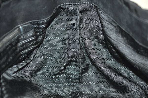 Authentic PRADA Tessuto Gaufre Nylon Leather Shoulder Hand Tote Bag Black 3768J