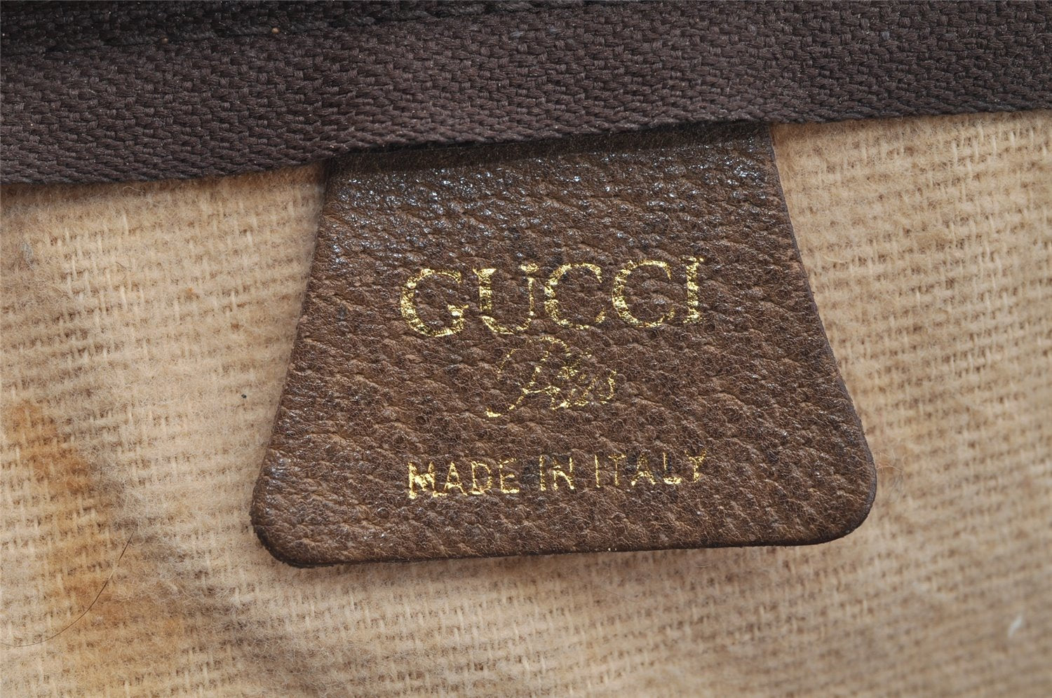 Authentic GUCCI Web Sherry Line GG Plus GG PVC Leather Tote Bag Brown 3769I