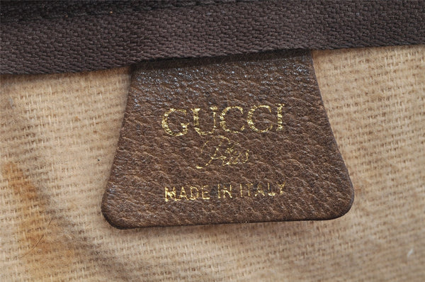 Authentic GUCCI Web Sherry Line GG Plus GG PVC Leather Tote Bag Brown 3769I