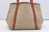 Authentic PRADA LOGO JACQUARD Canvas Leather 2Way Tote Bag BN1671 Beige 3769J
