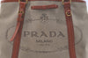 Authentic PRADA LOGO JACQUARD Canvas Leather 2Way Tote Bag BN1671 Beige 3769J