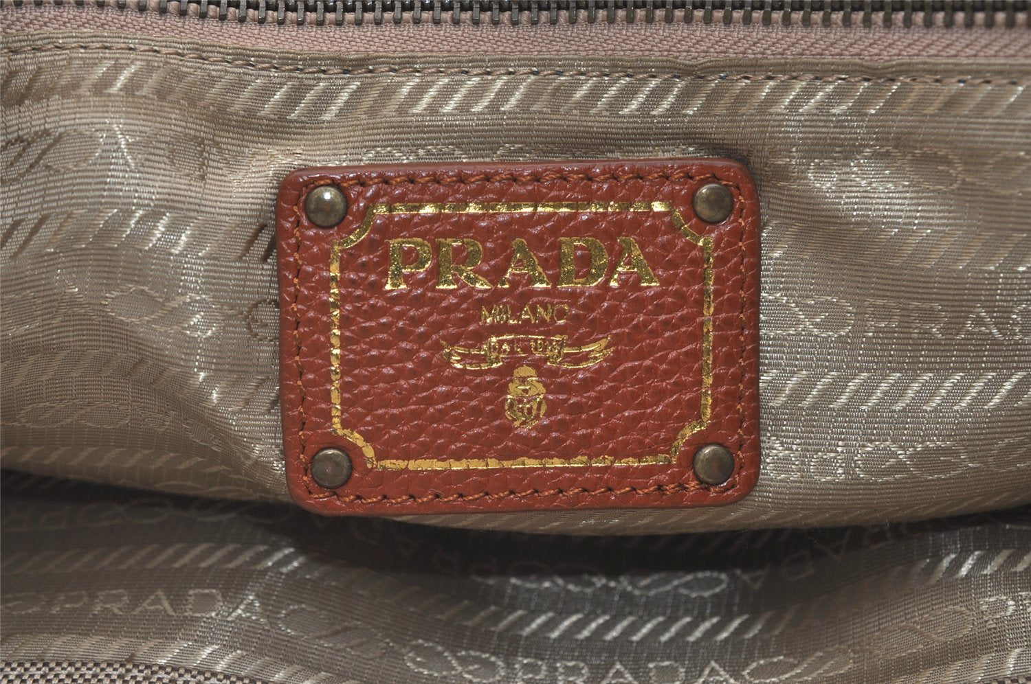 Authentic PRADA LOGO JACQUARD Canvas Leather 2Way Tote Bag BN1671 Beige 3769J