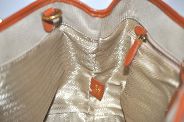 Authentic PRADA LOGO JACQUARD Canvas Leather 2Way Tote Bag BN1671 Beige 3769J