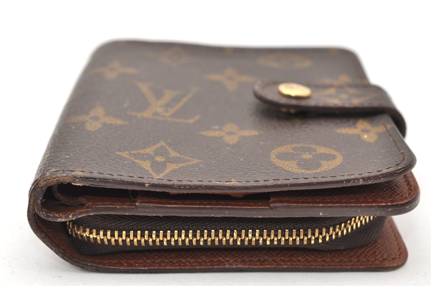 Authentic Louis Vuitton Monogram Compact Zip Bifold Wallet Purse M61667 LV 3769K