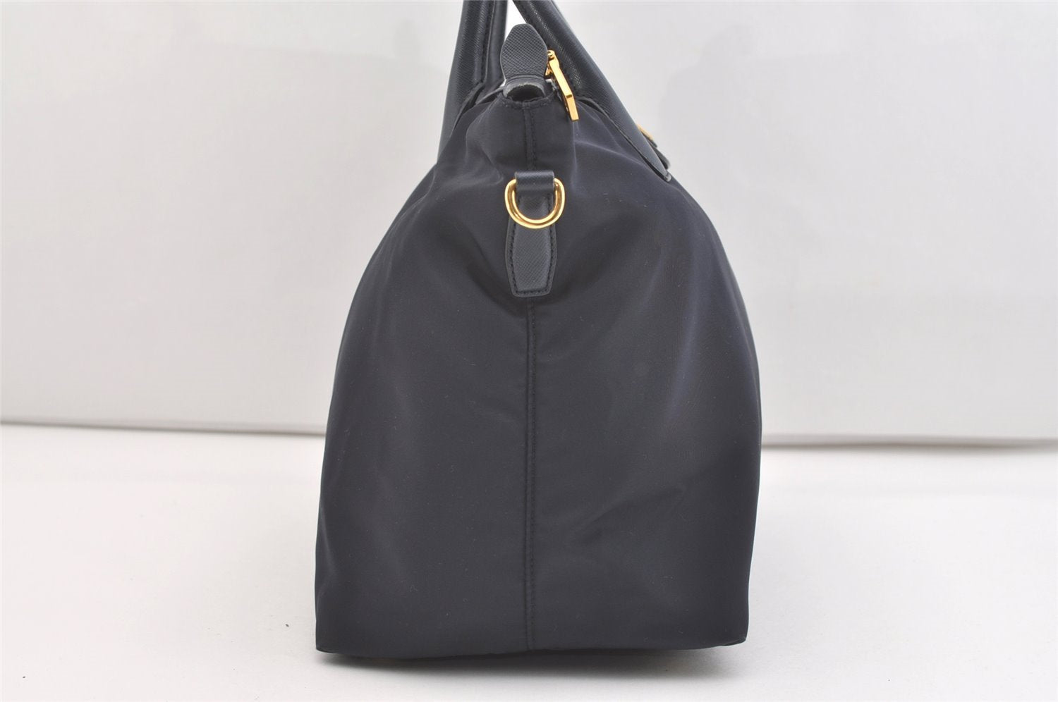 Authentic PRADA Vintage Nylon Tessuto Leather 2Way Shoulder Tote Bag Navy 3770J