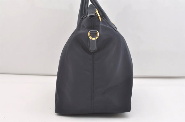 Authentic PRADA Vintage Nylon Tessuto Leather 2Way Shoulder Tote Bag Navy 3770J