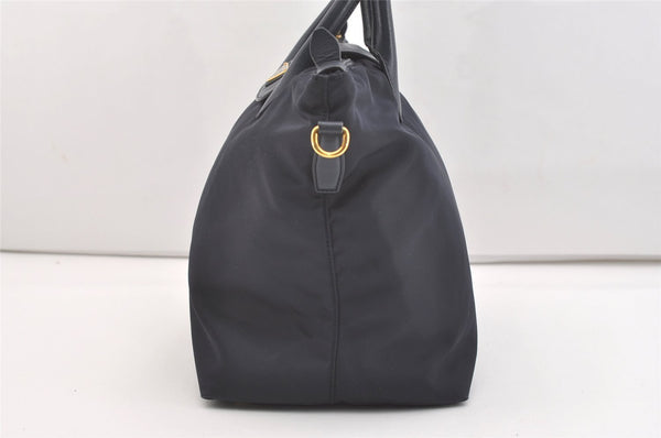 Authentic PRADA Vintage Nylon Tessuto Leather 2Way Shoulder Tote Bag Navy 3770J