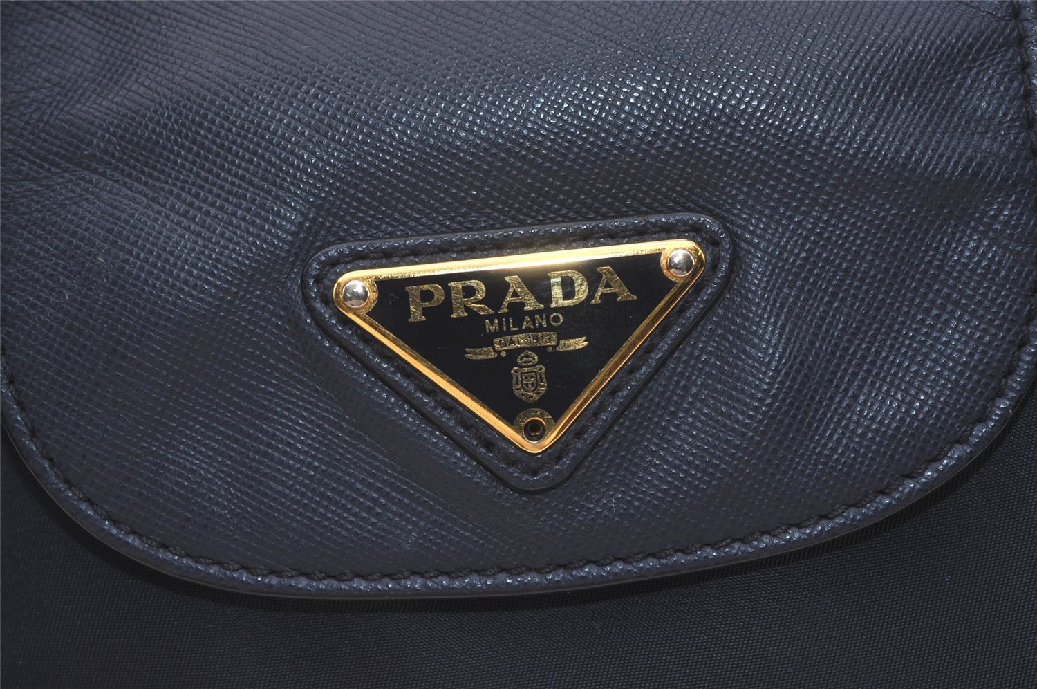 Authentic PRADA Vintage Nylon Tessuto Leather 2Way Shoulder Tote Bag Navy 3770J