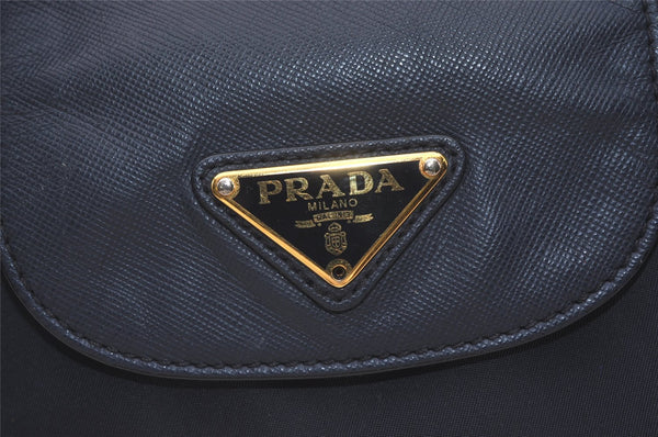 Authentic PRADA Vintage Nylon Tessuto Leather 2Way Shoulder Tote Bag Navy 3770J