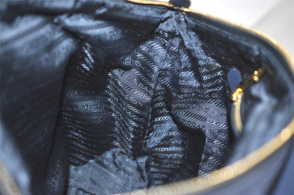 Authentic PRADA Vintage Nylon Tessuto Leather 2Way Shoulder Tote Bag Navy 3770J