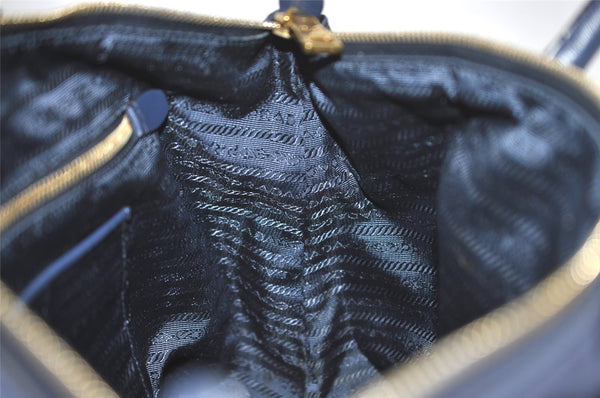 Authentic PRADA Vintage Nylon Tessuto Leather 2Way Shoulder Tote Bag Navy 3770J