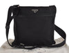 Authentic PRADA Nylon Tessuto Leather Shoulder Cross Body Bag Purse Black 3772J