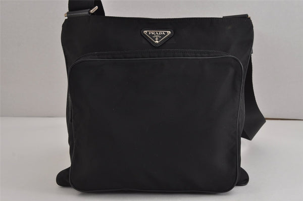 Authentic PRADA Nylon Tessuto Leather Shoulder Cross Body Bag Purse Black 3772J