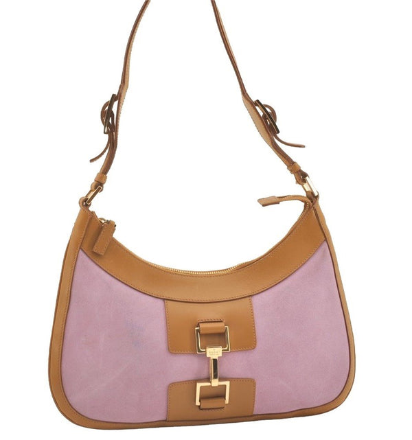 Authentic GUCCI Vintage Shoulder Hand Bag Purse Suede 0014128 Pink 3773J