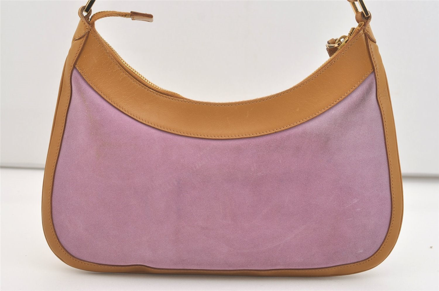 Authentic GUCCI Vintage Shoulder Hand Bag Purse Suede 0014128 Pink 3773J