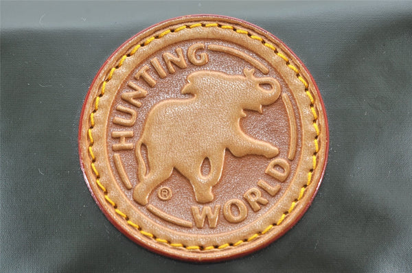 Authentic HUNTING WORLD Shoulder Bag Battue Cloth Nylon Leather Khaki 3774K