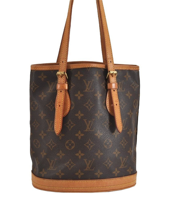 Authentic Louis Vuitton Monogram Bucket PM Shoulder Tote Bag M42238 LV 3776J
