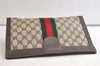 Authentic GUCCI Web Sherry Line Clutch Hand Bag Purse GG PVC Leather Brown 3776K