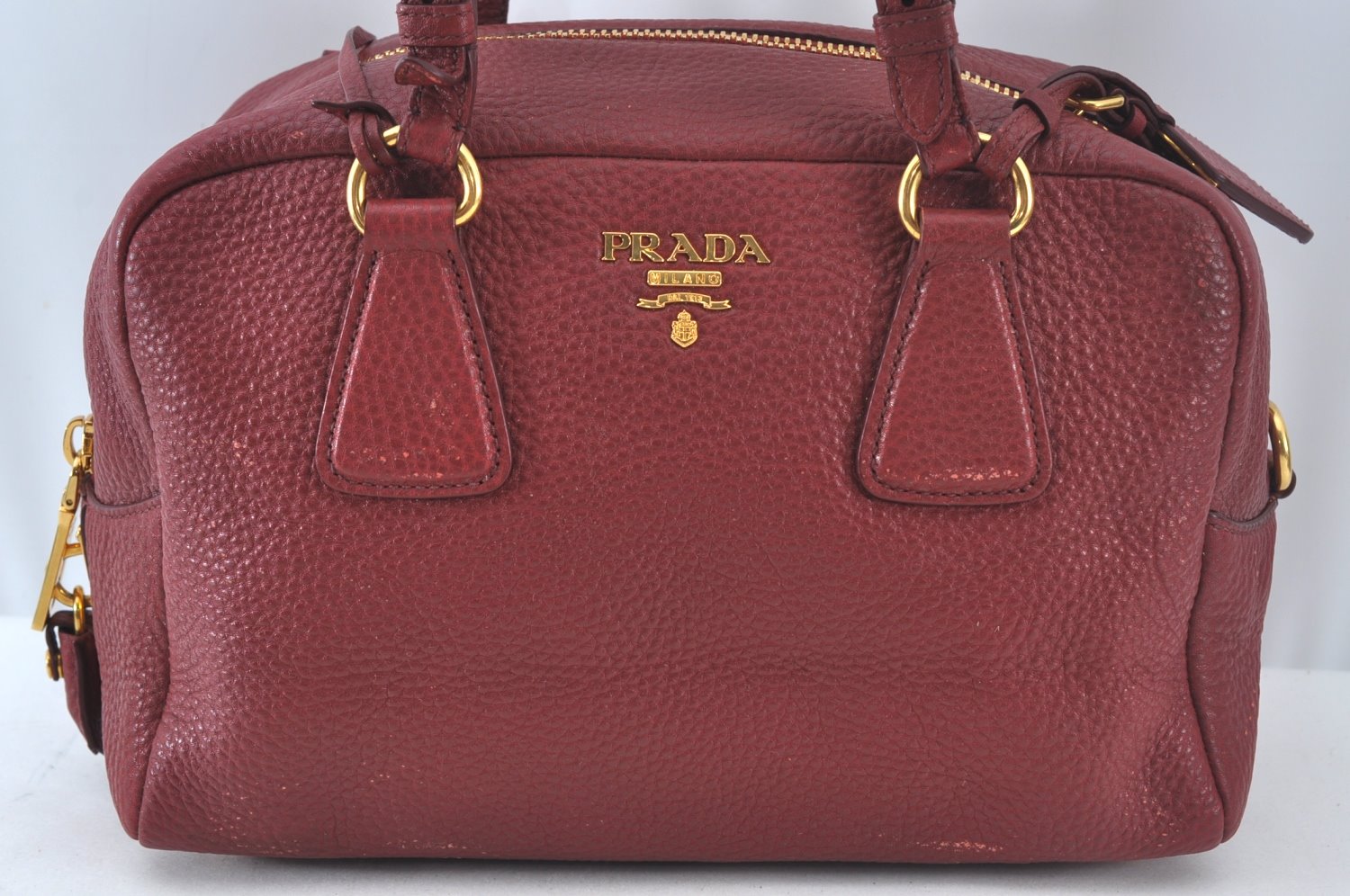 Authentic PRADA Leather Nappa Shoulder Hand Bag Red 3777J