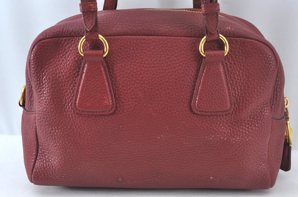 Authentic PRADA Leather Nappa Shoulder Hand Bag Red 3777J