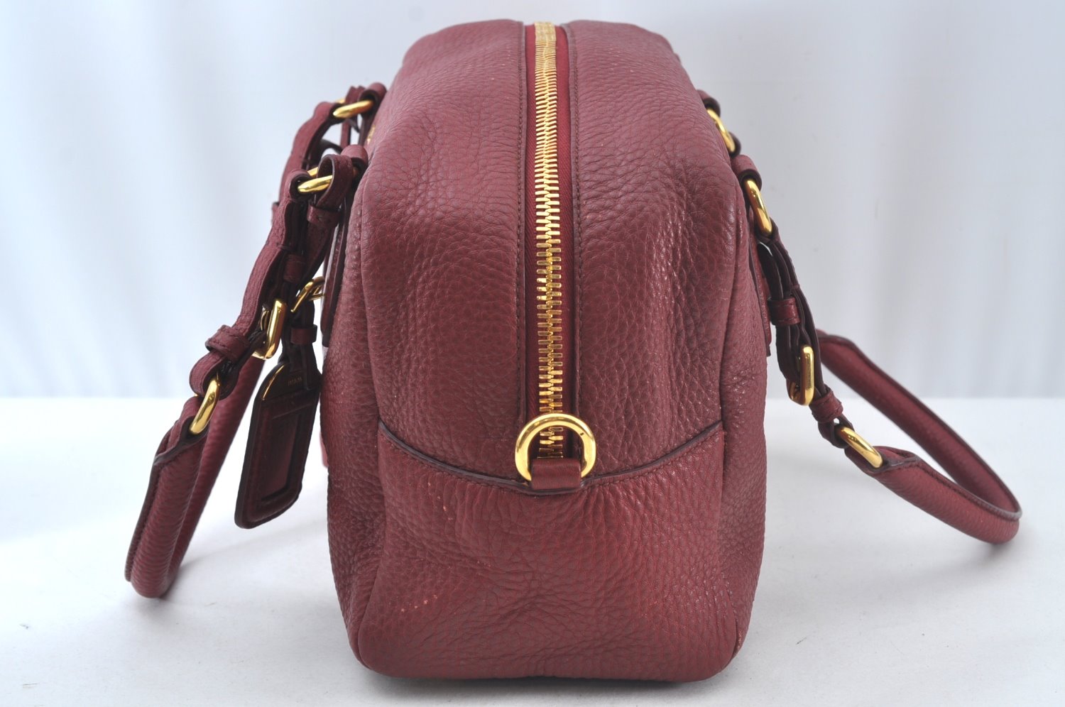 Authentic PRADA Leather Nappa Shoulder Hand Bag Red 3777J