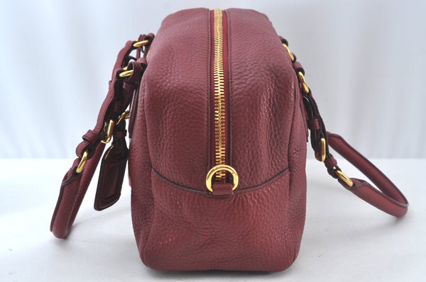 Authentic PRADA Leather Nappa Shoulder Hand Bag Red 3777J