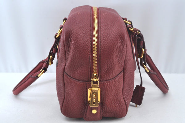 Authentic PRADA Leather Nappa Shoulder Hand Bag Red 3777J