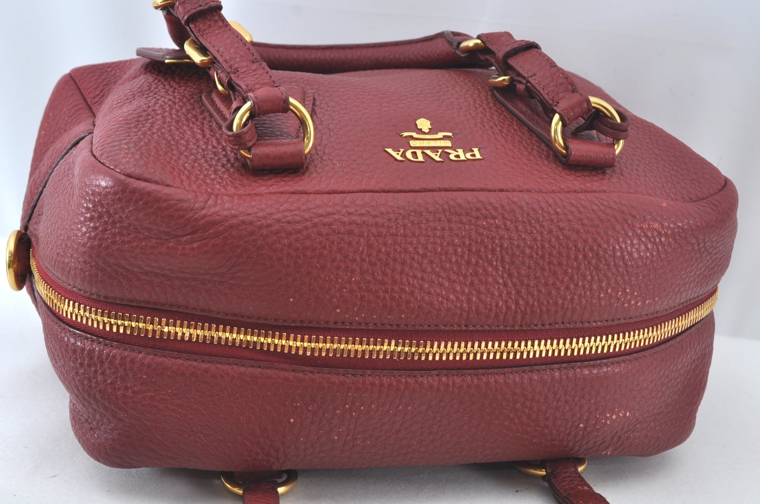 Authentic PRADA Leather Nappa Shoulder Hand Bag Red 3777J