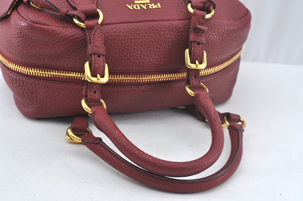Authentic PRADA Leather Nappa Shoulder Hand Bag Red 3777J