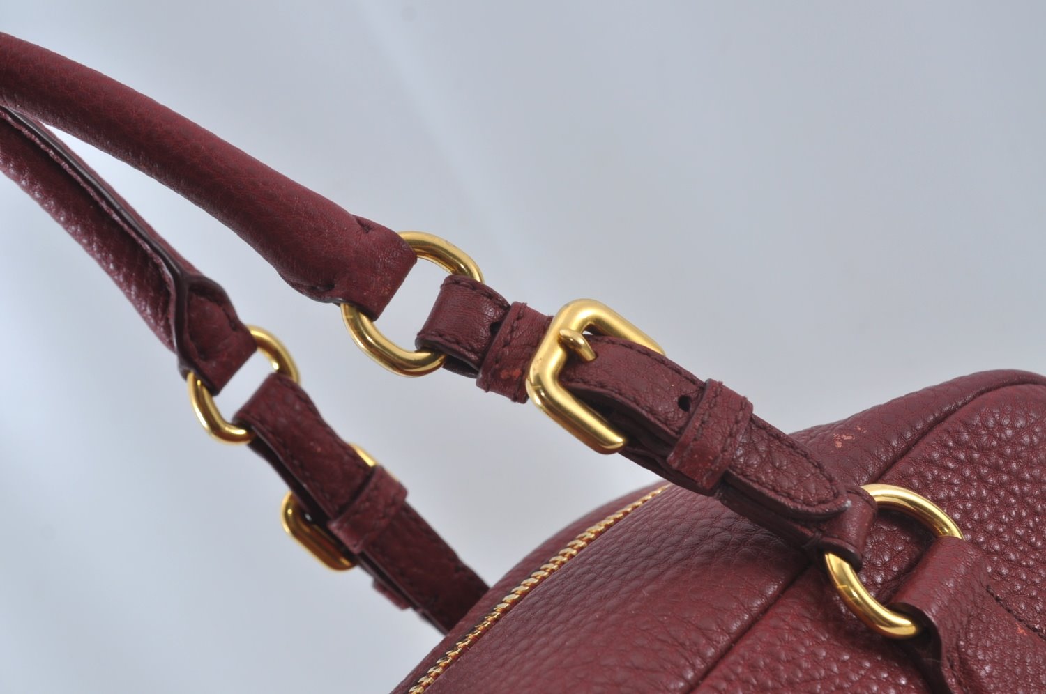 Authentic PRADA Leather Nappa Shoulder Hand Bag Red 3777J