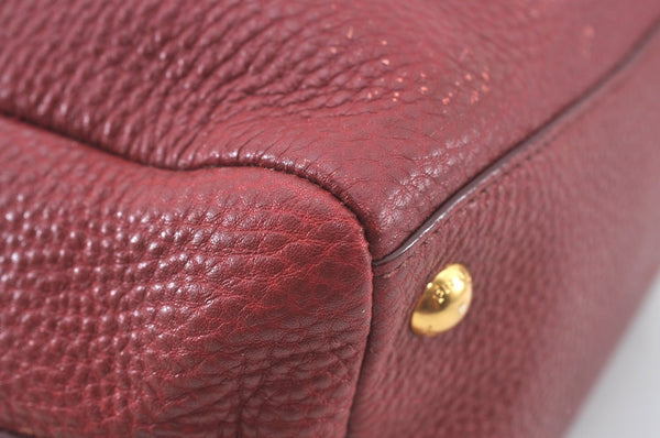 Authentic PRADA Leather Nappa Shoulder Hand Bag Red 3777J
