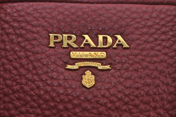 Authentic PRADA Leather Nappa Shoulder Hand Bag Red 3777J