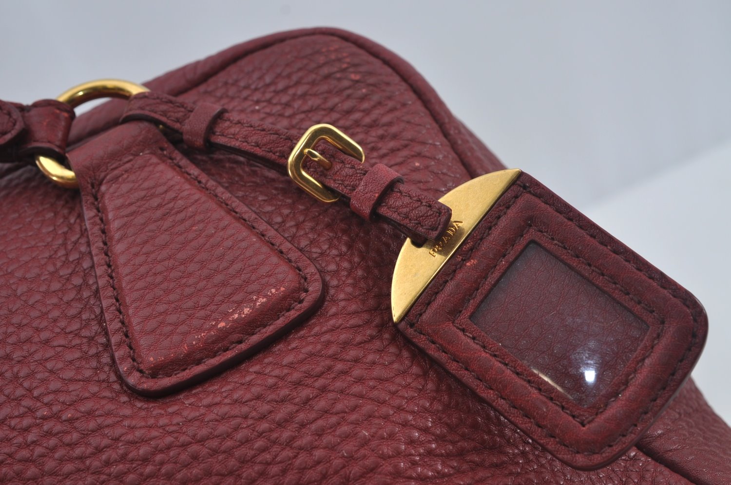 Authentic PRADA Leather Nappa Shoulder Hand Bag Red 3777J
