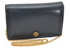 Authentic Christian Dior Chain Shoulder Cross Body Bag Leather Navy Blue 3777K